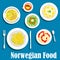 Healthy breakfast of norwegian cuisine flat icon