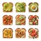 Healthy breakfast sandwiches isolated on transparent background