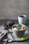 healthy breakfast steel cut oatmeal porridge with blueberry blackberry