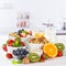 Healthy breakfast strawberry yogurt fruit bowl pot eating yoghurt food square