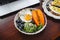 Healthy Breakfast Sweet Potato Fried Egg Avocado Blueberry Salad