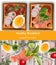 Healthy breakfast Vector. Toast and vegetables realistic illustrations