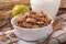 Healthy breakfast - whole grain muesli with a walnut
