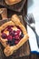 Healthy breakfast,wild forest berry croissant