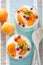 Healthy breakfast with yogurt apricot pomegranate