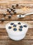 Healthy breakfast - yogurt with oat flakes and blueberries