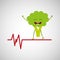 Healthy broccoli cute, heartrate icon background