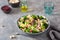 Healthy broccoli salad with apple onion dried cranberries pistachio. vegan low carb diet