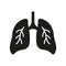 Healthy Bronchial Respiratory Internal Organ Glyph Icon. Human Lung Silhouette Icon. Pneumonia Respiration Illness