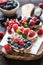 Healthy bruschettas with berry fruit
