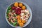 Healthy buddah bowl, Chickpea dishes, falafel and hummus
