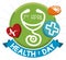 Healthy Buttons and Ribbon for World Health Day, Vector Illustration