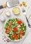 Healthy Caesar Salad with salted salmon trout