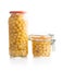 Healthy canned chickpeas in jar