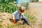 Healthy carefree kid playing outside. Happy child playing in the sun.