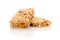 Healthy cereal granola bar with nuts and dry fruit on w