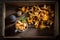 Healthy chanterelles freshly harvested from the forest