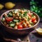 Healthy chickpea salad bursting with flavor. AI