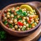 Healthy chickpea salad bursting with flavor. AI