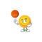 A Healthy chinese gold coin cartoon character playing basketball