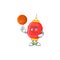 A Healthy chinese lantern cartoon character playing basketball