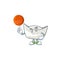 A Healthy chinese silver ingot cartoon character playing basketball