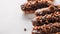 Healthy chocolate eclairs, copy space left, banner