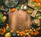 Healthy clean cooking and eating concept. Kitchen table from above with various ingredients: chopped vegetables, herbs and spices,