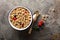 Healthy cold cereal in a bowl