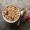 Healthy cold cereal in a bowl