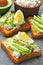 Healthy cottage cheese avocado toast with egg.