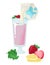 Healthy dairy yogurt milkshake, concept strawberry with mint leaf milk smoothies cartoon vector illustration, isolated