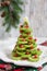 Healthy dessert idea for kids party - funny edible kiwi pomegranate Christmas tree