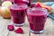 Healthy detox beetroot, carrot, apple and lemon juice smoothie