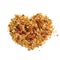 Healthy diet concept - heart shaped granola with nuts