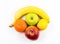 Healthy diet. Fruit meal - banana, apple, lemon and tangerine.