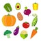 Healthy diet icons fresh organic vegetables