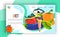 Healthy diet lifestyle vector illustration, cartoon flat tiny woman character weight loss, eating fruits and vegetables