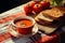 Healthy Dining: Capturing a Cup of Tomato Soup and Fresh Salad. Generative By Ai