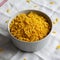 Healthy Dry Farfalline Pasta in a Bowl, low angle view