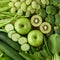 Healthy eating background. Various of green fruits and vegetable