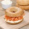 Healthy eating bagel sandwich for breakfast with salmon fish