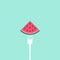 Healthy eating concept. watermelon sticked on fork flat design vector illustration