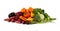 Healthy eating group fresh fruits and vegetable isolated