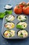 Healthy egg muffins, mini frittatas with tomatoes