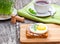 Healthy egg sandwich with garlic chives
