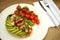 Healthy English vegan breakfast with avocado sanwich