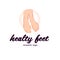 Healthy feet logo design with pair of bare human feet arranged together isolated on white background.