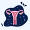 Healthy female reproductive system on cosmic background.Medical poster.Uterus and cervix anatomy.