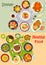 Healthy festive dinner icon set for menu design